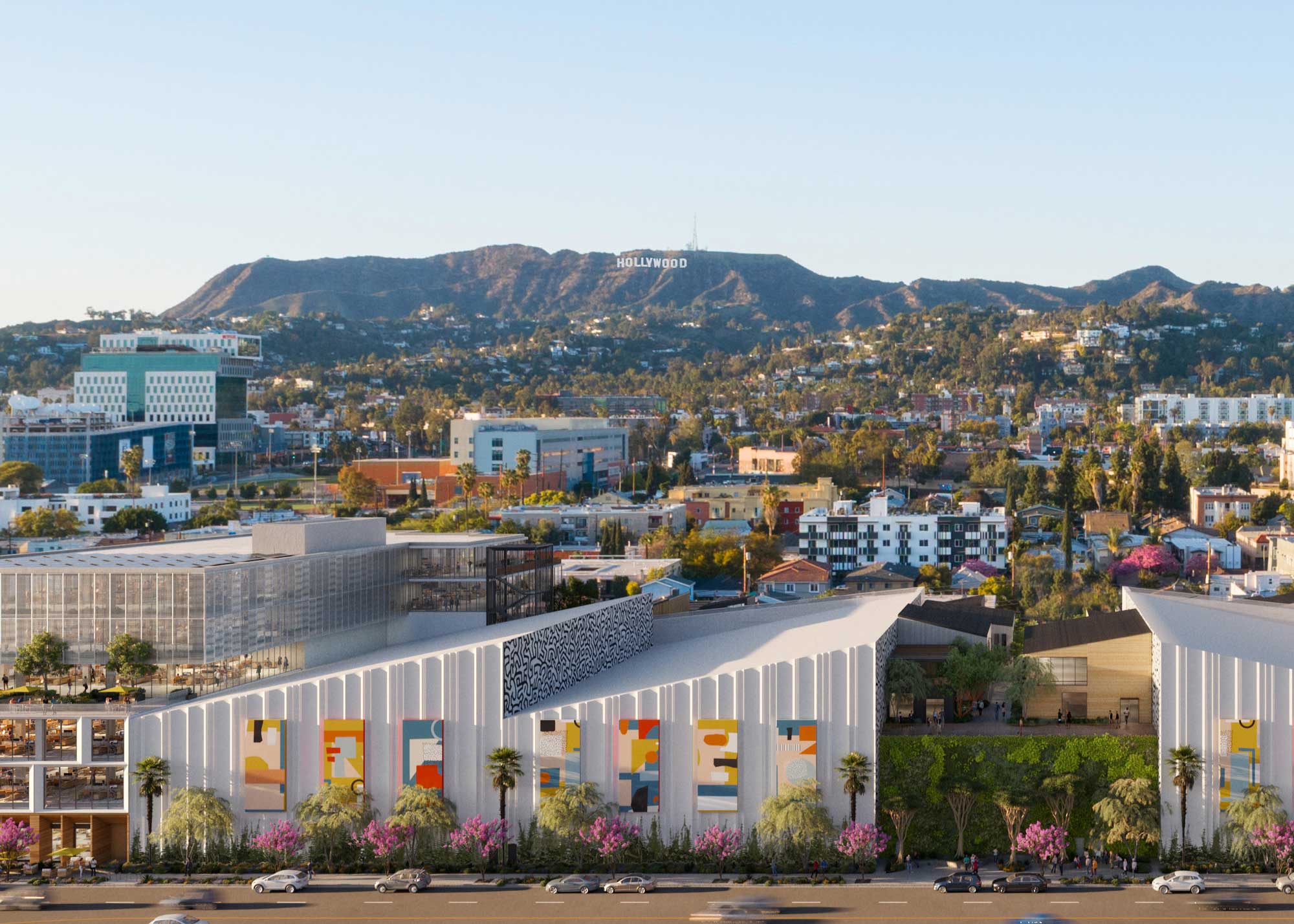 Photo of Echelon Studios and Hollywood hills with sign